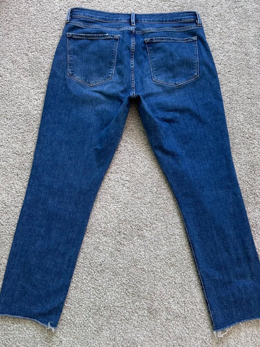 FRAME Le Garcon Slim Boyfriend Jeans Blue Gratitude Raw Hem LGJRA785 Sz 30 - Picture 13 of 13